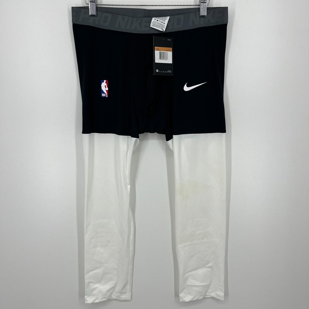 Nike Pro Leggings‎ Men's Size 2XL Black White NBA Basketball Compression New NWT